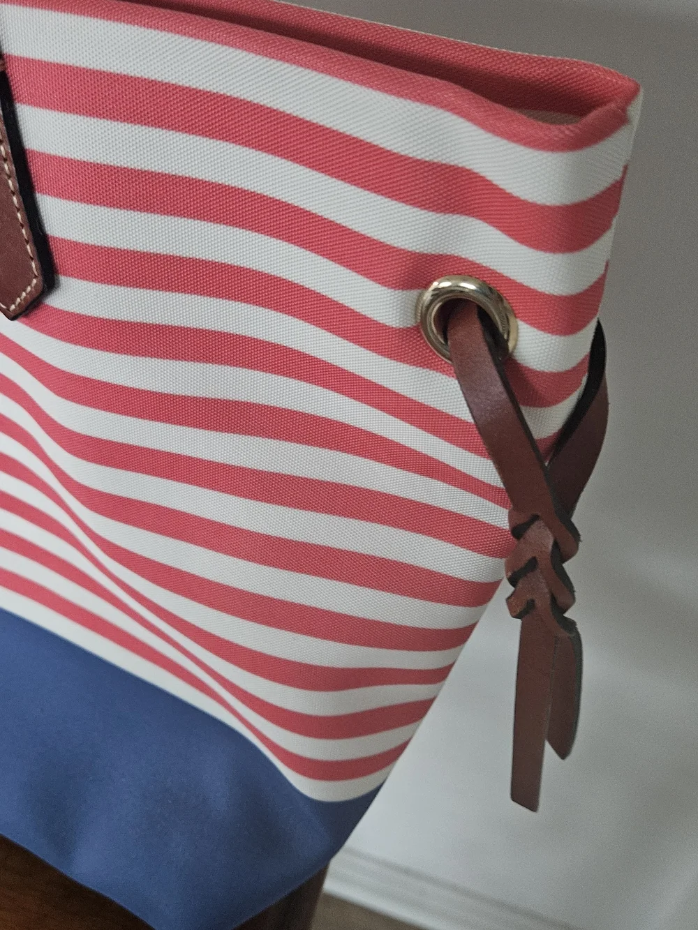 Dooney & Bourke Pink Striped & Blue Tote Bag